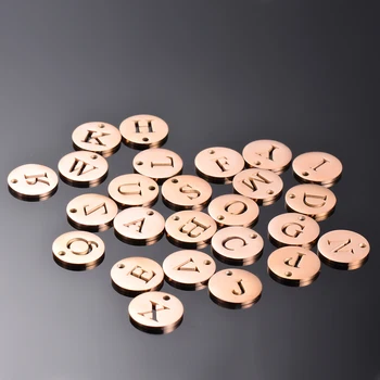 5 шт./лот, 12 мм, Розовое золото, 26 букв, талисманы с алфавитом из нержавеющей Стали, подвески для самостоятельного изготовления ювелирных изделий