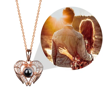 Проекционная фотография, Изготовленное на заказ ожерелье в виде сердца для подарка на День матери, Персонализированные украшения с памятью имени 