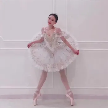 Профессиональная высококачественная 12-слойная женская одежда для выступлений для взрослых, балетная пачка белого цвета