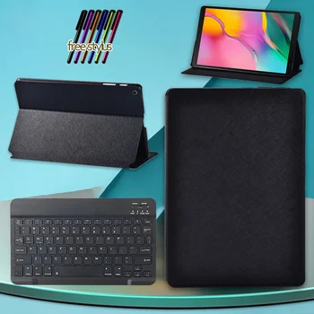 Чехол для Samsung Galaxy Tab A 10,1 2019 T510 T515, Черный Защитный Чехол-подставка из Искусственной Кожи + Беспроводная Bluetooth-клавиатура + Стилус