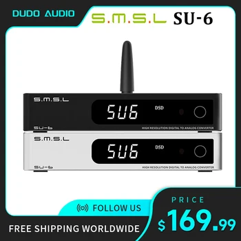 SMSL SU-6 Декодер ES9038Q2M OPA1612 * 4 32 Бит/768 кГц DSD512 Bluetooth 5,0 SU6 Настольный Мини Аудио ЦАП с дистанционным управлением