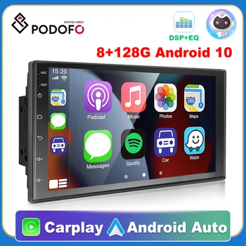 Podofo 2 Din Автомобильный Радиоприемник GPS Android 7 