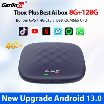 8 + 128 Г Лучший Android 13 Android TV Box Netflix IP TV CarPlay Беспроводной Android Auto Ai Box Spotify QCM665 WiFi 4GLTE GPS CarlinKit